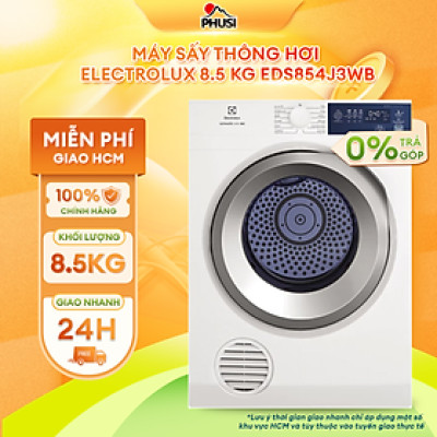 [HCM] Máy Sấy Thông Hơi Electrolux 8.5 kg EDS854J3WB (MODEL 2022) - 12 Chương Trình Sấy - Hàng Chính Hãng