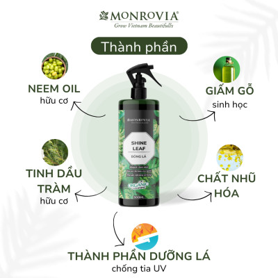 Phân bón hữu cơ BÓNG LÁ MONROVIA pha sẵn giúp lá cây khỏe mạnh, xanh bóng, dành cho cây trồng dung tích 500ml