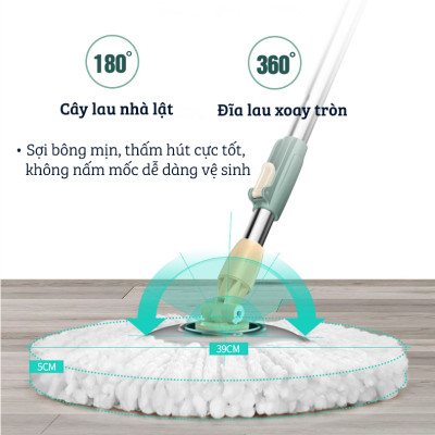 Bộ Cây Lau Nhà Tự Vắt Thông Minh Damas G720 - Chổi Lau Xoay 360 Độ, Giặt Sạch Vắt Khô Nhanh Chóng - Thiết Kế Nâng Cấp Bổ Sung Tay Kéo Giúp Di Chuyển Dễ Dàng - Chất Liệu Nhựa PP Cao Cấp Chống Mài Mòn Gia Tăng Thời Gian Sử Dụng - Hàng Chính Hãng