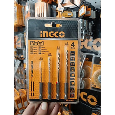BỘ 4 MŨI KHOAN KIM LOẠI 1.5-4MM INGCO AKD1401 - HÀNG CHÍNH HÃNG