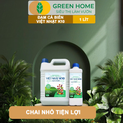 Phân Đạm Cá Hữu Cơ Sinh Học GreenHome, Dịch Cá Biển Thủy Phân K10, Chai 1Lít, Hàm Lượng Dinh Dưỡng Cao, Thế Hệ Mới, Công Nghệ Nhật Bản
