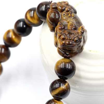 Vòng Tay Phong Thủy Tỳ Hưu Đá Mắt Hổ 10MM