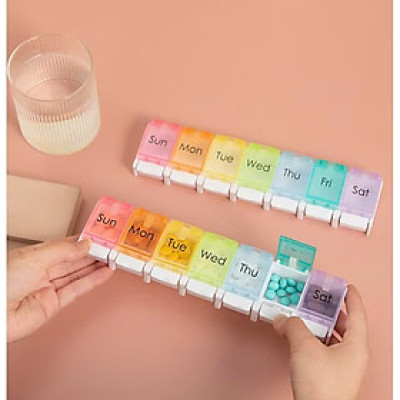 Hộp Chia Thuốc 7 Ngăn, Sử Dụng Hàng Ngày, Thiết Kế Cao Cấp, Nhỏ Gọn, Nhựa Bền Đẹp,  Tiện Dụng Gia Đình  - Takyhome 7127