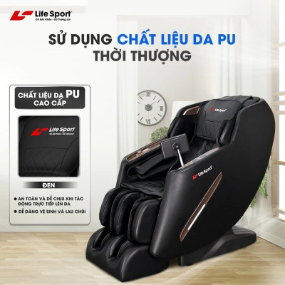 Ghế Massage Toàn Thân Giá Rẻ Lifesport LS-388, Ghế Massage Con Lăn 4D Kết Hợp Đường Ray SL, Hệ Thống Túi Khí Toàn Thân