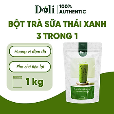 Bột trà sữa thái xanh 3in1 Déli - 1kg ( 25 ly ) pha chế trà sữa tiện lợi, nhanh chóng