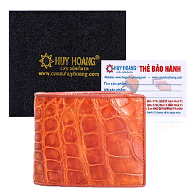 HJ2221 - Bóp nam Huy Hoàng da cá sấu ngăn sau màu vàng