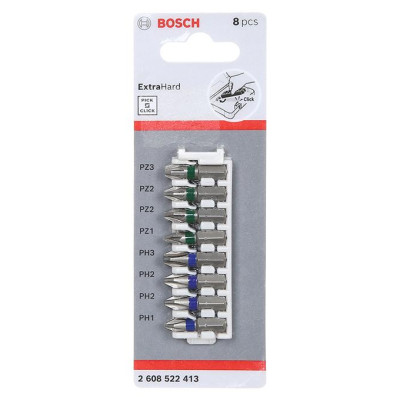 BỘ VẶN VÍT EXTRA HARD 25MM ĐẦU PH, PZ (8 MÓN) BOSCH 2608522413 - HÀNG CHÍNH HÃNG