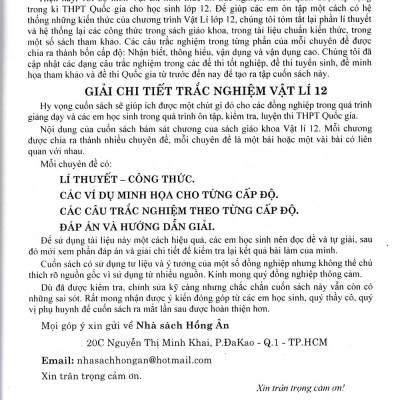 Giải Chi Tiết Trắc Nghiệm Vật Lí 12 (Tái Bản)
