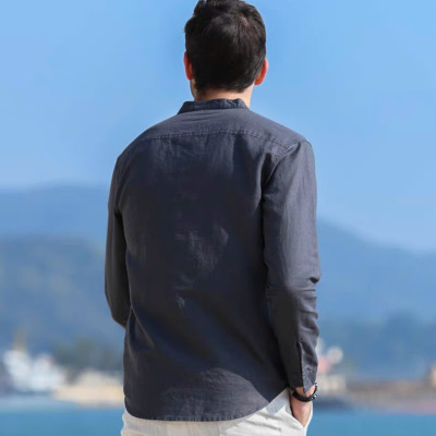 Sơ mi nam trẻ trung thanh lịch, sơ mi cổ trụ thời trang trẻ 2024 basic