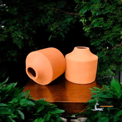 Bình Gốm Đất Nung Trồng Hoa Khô D4xH13cm