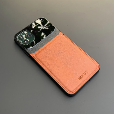 Ốp lưng da kính cao cấp dành cho iPhone 11 Pro - Màu vàng nâu - Hàng nhập khẩu - DELICATE
