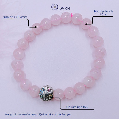 Vòng Tay Phong Thủy Thạch Anh Hồng, Đơn Giản, Cá Tính