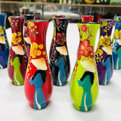 Bình Sơn Mài Nhí 14*5 cm Cao Cấp Thanh Bình Lê cắm hoa, trang trí kệ, bàn làm việc, quà tặng ý nghĩa