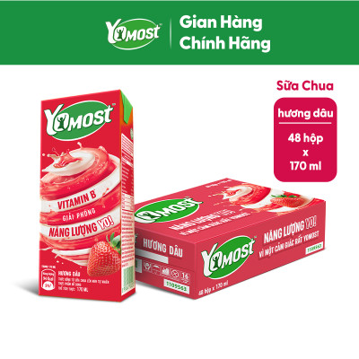 Thùng 48 Hộp Sữa Chua Lên Men Tự Nhiên Yomost Vị Dâu (170ml/Hộp)