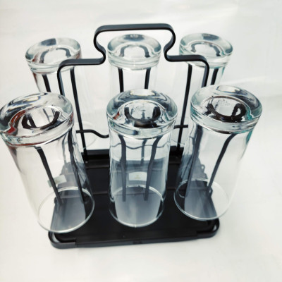 khay úp ly cốc inox có khay hứng nước vuông / tròn màu nâu