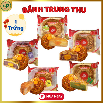 Bánh Trung Thu 1 Trứng Muối Đặc Biệt TLP Loại 150g/ 170g/ 250g | 5 Loại Nhân Truyền Thống (Thập Cẩm, Đậu Xạnh, Khoai Môn, Dừa, Trà Xanh)