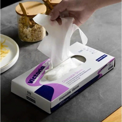 Hộp găng tay Victoria TPE (100 chiếc) siêu dai không thấm nước, Bao tay cao su an toàn tiện lợi (chọn size M hoặc L) Rửa Bát Chống Nước Đồng