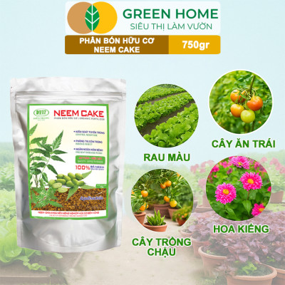 Phân Bón Hữu Cơ Neem Cake, GreenHome, Bao 750gr, Sinh Học Tự Nhiên Trị Tuyến Trùng, Sâu, Cải Tạo Đất