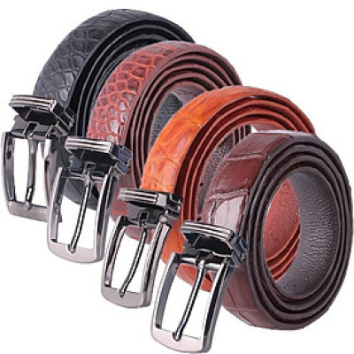 HP5214-15-16-17 - Dây thắt lưng nữ da cá sấu Huy Hoàng nguyên con bụng 2,5P màu đen, nâu đỏ, vàng, nâu đất