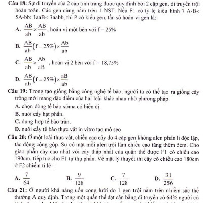 SÁCH CÔNG PHÁ ĐỀ THI TRUNG HỌC PHỔ THÔNG QUỐC GIA SINH HỌC_KV