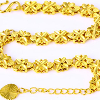 Lắc tay nữ, lắc tay nữ mạ vàng Cỏ Bốn Lá không phai mầu, không bị đen MK259