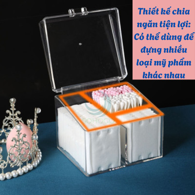 Hộp Đựng Mỹ Phẩm Đa Năng Trong Suốt- Hộp Nhựa Trong Đựng Son, Mút Trang Điểm, Bông Tẩy Trang- Hộp Đựng Mỹ Phẩm Có Nắp Sang Trọng- Hộp Trang Điểm Mini Gọn Gàng- Hộp Đựng Đồ Makeup Chia Ngăn Tiện Lợi