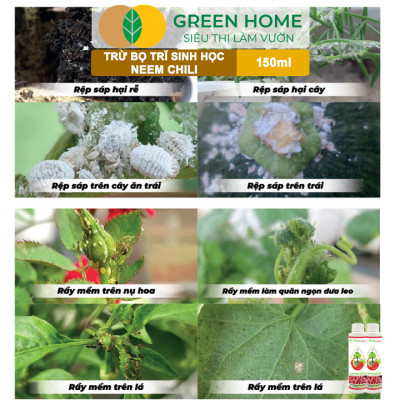 Tinh Dầu Neem Oil Sinh Học Greenhome, Neem Chill, 150ml, Kết Hợp Tinh Dầu Tỏi, Ớt, Trừ Bọ Trĩ, Nhện Đỏ, Rầy, Rệp Sáp Cho Cây