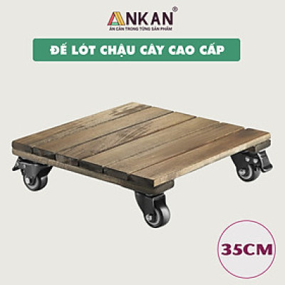 Đế Lót Chậu Cây Có Bánh Xe Cao Cấp ANKAN Hình Vuông Màu Đen 35x35Cm, Tải trọng 150 Kg, Di Chuyển Chậu Cây Nặng Dễ Dàng, Êm Ái