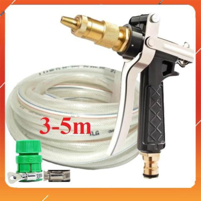 ️Evoucher Bộ dây vòi xịt nước rửa xe, tưới cây , tăng áp 3 lần, loại 3m, 5m 206236Dđầu đồng, đai+  túi đựng bút