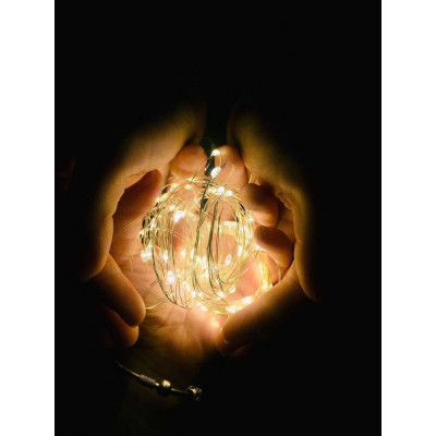 Dây Đèn Led Đom Đóm Sáng Vàng 3 Chế Độ Nháy Dài 3M Tặng Kèm Pin