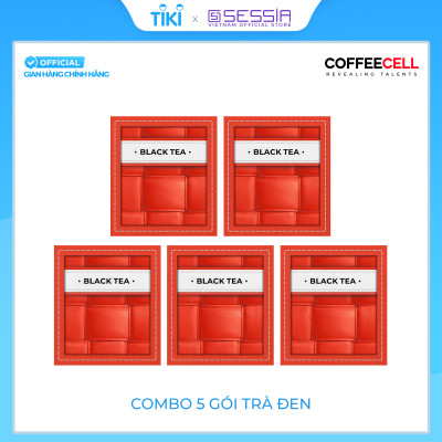 Combo 5 Gói Trà Đen Với Nhân Sâm Trắng Thượng Hạng COFFEECELL (5 gói x 2g) - Hương thơm cay nồng của nhân sâm giúp bộc lộ tài năng, đánh thức cảm xúc tươi mới - Hàng Chính Hãng
