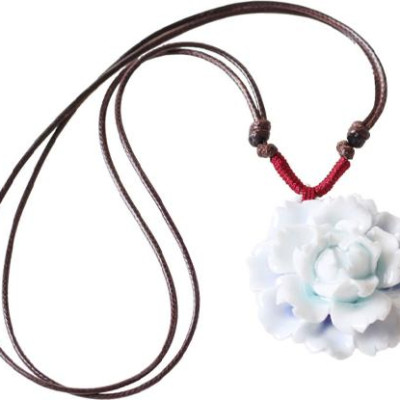 Vòng cổ gốm Vintage hoa 3D thời trang VGOM34