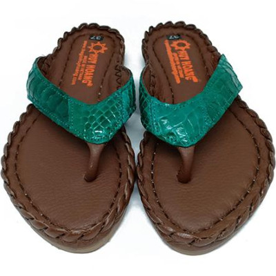 Dép nữ Huy Hoàng da cá sấu màu xanh lá HT7243