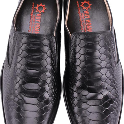 Giày Nam Vân Da Trăn Huy Hoàng HT7195 - Đen