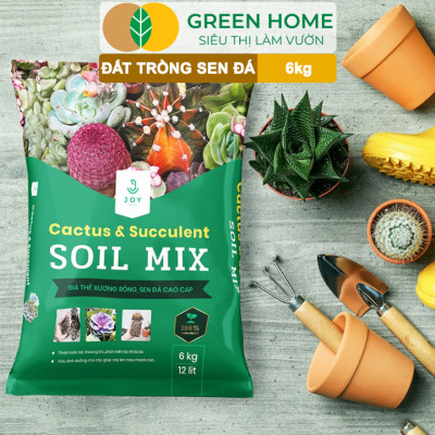 Đất Trồng Sen Đá Greenhome, Soil Mix, Bao 6kg, Trộn Sẵn, 85% Đá Khoáng, Phát Rễ Nhanh, Lên Màu Nhanh, Thoát Nước Tốt