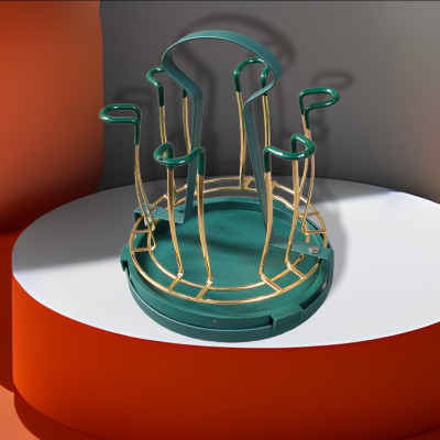  GIÁ KHAY ÚP LY CỐC KIM LOẠI MÀU VÀNG - XANH CỔ VỊT CÓ ĐĨA HỨNG NƯỚC CAO CẤP - ( TẶNG SÉT 04 CỌ VỆ SINH VÒI ẤM NỘI ĐỊA NHẬT BẢN )