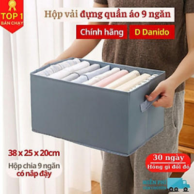 Hộp vải đựng đồ chia 9 ngăn và 16 ngăn sắp xếp quần áo D Danido - Khay đựng đồ chia ngăn tiện ích, chất liệu cao cấp vải không dệt có nắp