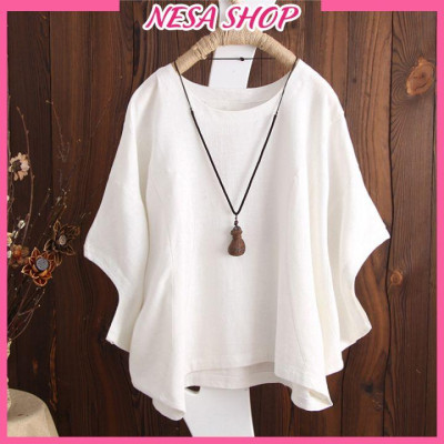 Áo kiểu nữ đẹp, chất liệu đũi mềm mát, áo kiểu form rộng cánh dơi, thời trang nữ NeSa Shop,  AKH.036