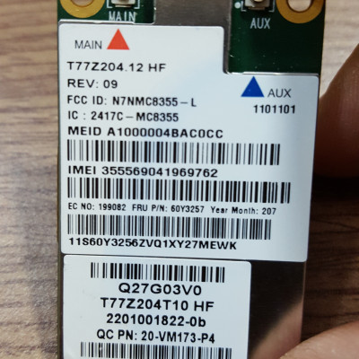 Card wwan 3G Lenovo MC8355 Gobi3000 dùng cho laptop Lenovo X220,X230,T420,T430,T520,T530,W520,W530 - Hàng nhập khẩu