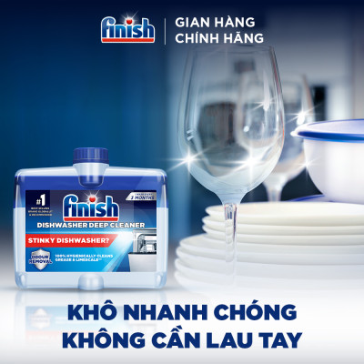 Combo Finish tiện lợi 4: Hộp 100 Viên Rửa Bát Essential + Nước Làm Bóng Finish 500ml + Dung dịch vệ sinh máy
