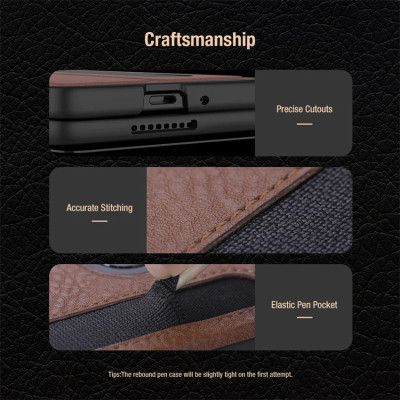 Case bao da chống sốc cho Samsung Galaxy Z Fold 5 trang bị ngăn đựng S-Pen hiệu Nillkin Aoge Leather Cover Case (bảo vệ máy cực tốt, chất liệu da PU cao cấp, thiết kế thời trang cá tính) - hàng nhập khẩu