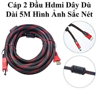 Cáp 2 Đầu Hdmi Dây Dù Dài 5M Hình Ảnh Sắc Nét Chuẩn Full Hd