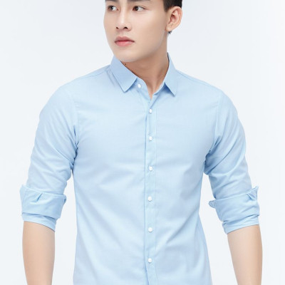 Áo sơ mi nam Titishop SM537 xanh