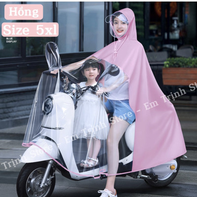 [ Kèm kính chắn] Áo mưa layout trong suốt cho Mẹ và Bé, che phủ toàn thân