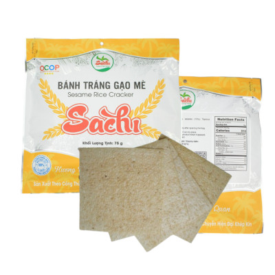 Thùng 50 Gói Loại 75Gram, Bánh Tráng Gạo Mè Nướng Sẵn Sachi
