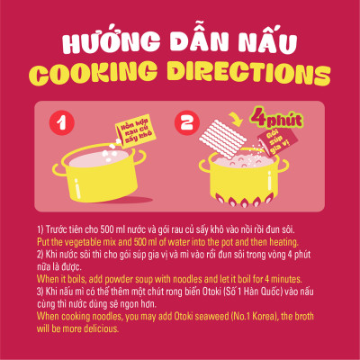 Lốc 5 gói mì Jin Cay Otoki hương vị chuẩn Hàn, vị cay bùng nổ (120gx5)