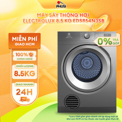 [Miễn phí giao hàng toàn quốc] Máy sấy thông hơi Electrolux 8.5kg UltimateCare 300 - EDS854N3SB - Làm mới áo quần bằng hơi nước và giảm nhăn, lồng giặt chuyển động luân phiên, tính năng khóa trẻ em [Hàng chính hãng]