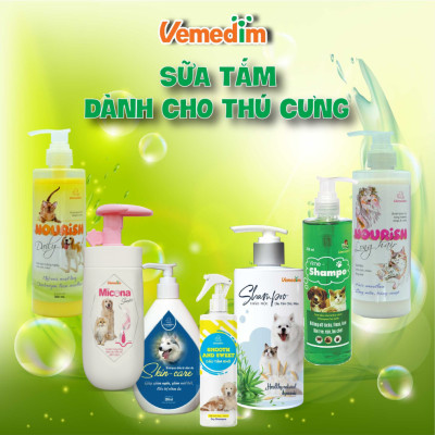 Vemedim Vime-shampoo sữa tắm chuyên dành cho chó lông trắng giúp trị ve, rận, bọ chét, chai 300ml