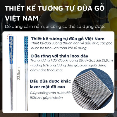 Hộp quà tặng đũa inox 316 DandiHome cao cấp mạ Titanium Plated