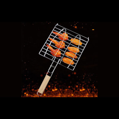 Lưới nướng vuông Suncojia có tay cầm gỗ, nướng cá, kẹp nướng, lưới nướng, kẹp rau củ, nướng thịt